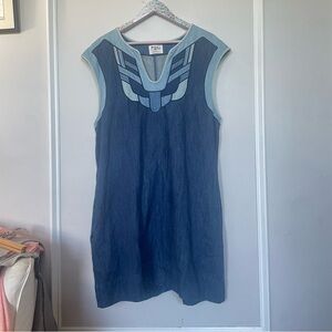 HOLDING HORSES Two-Tone Blue Women's Jean Dress - L